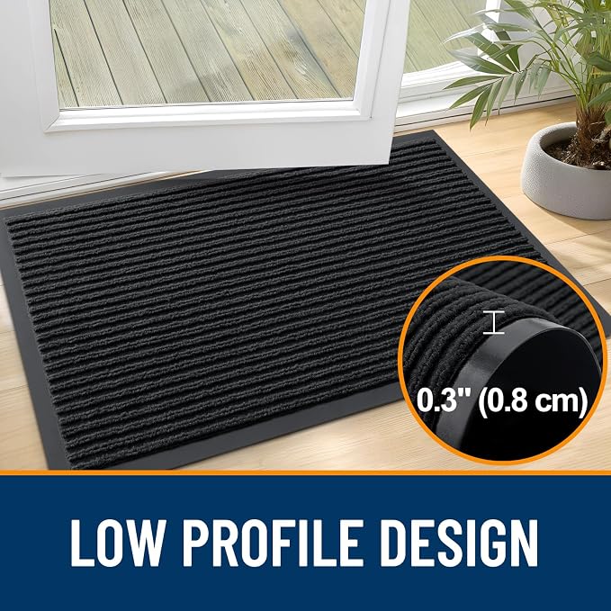 OLANLY 2-Pack Front Door Mats 29.5x17, Waterproof Heavy-Duty Doormats | Black - Image 4