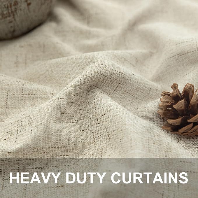 Darkening Curtains for Bedroom 72 Inch Length 2 Panels Coastal Linen Textured - Image 2