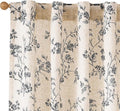 Extra Long Black Vintage Floral Linen Curtains Farmhouse 2 Panels | Elisa Series by Lazzzy