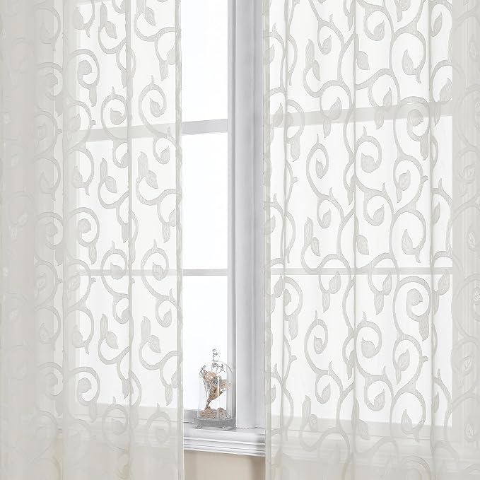 Furman Ivory Sheer Curtains 96 inches Long by OWENIE
