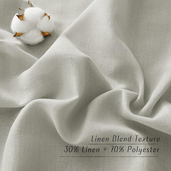 NICETOWN Linen Flax Semi Sheer Curtains 92" Length, Grommet Window Treatments - Image 5