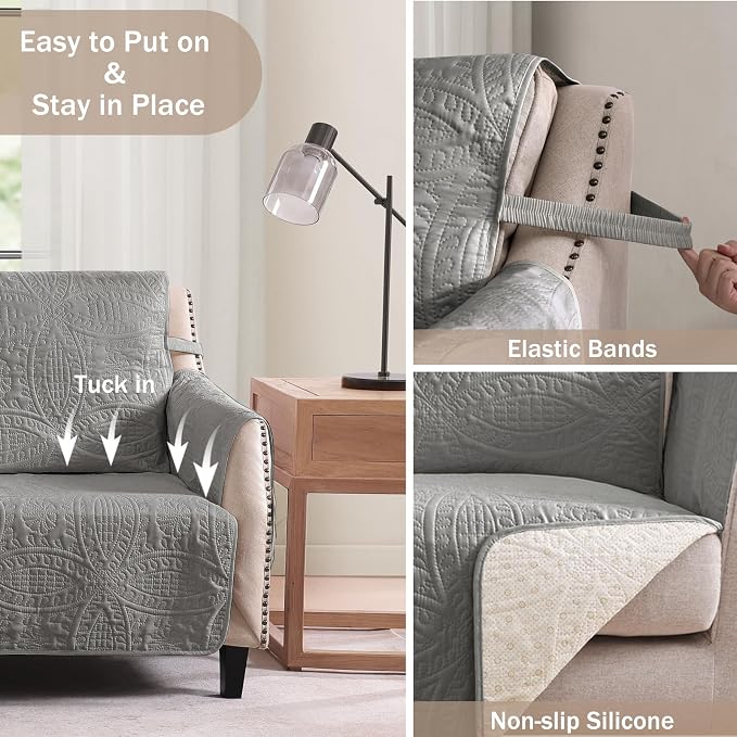 Quilted Grand Sofa Covers for 4 Cushion Couch, Couch Cover for Grand Sofa - Image 5