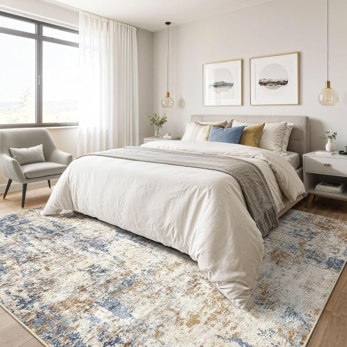 LOONGRUG 10x13 Area Rug Washable Large Neutral Modern Living Room Rug | - Image 4