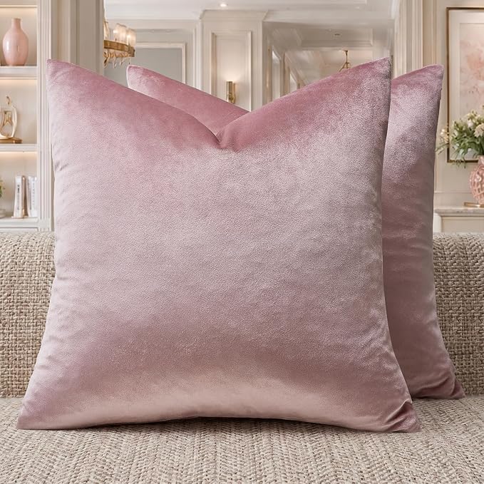 GIGIZAZA Sweet Lilac Velvet Throw Pillow Covers Big 26x26 Pack of 2 | - Image 7