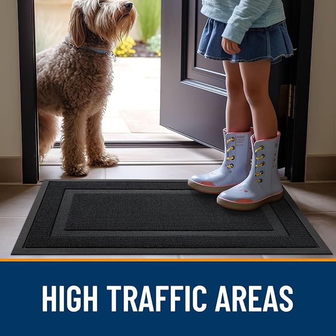 OLANLY Front Door Mat Outside 59x23, All-Season Heavy-Duty Rubber Doormat | Jet - Image 6
