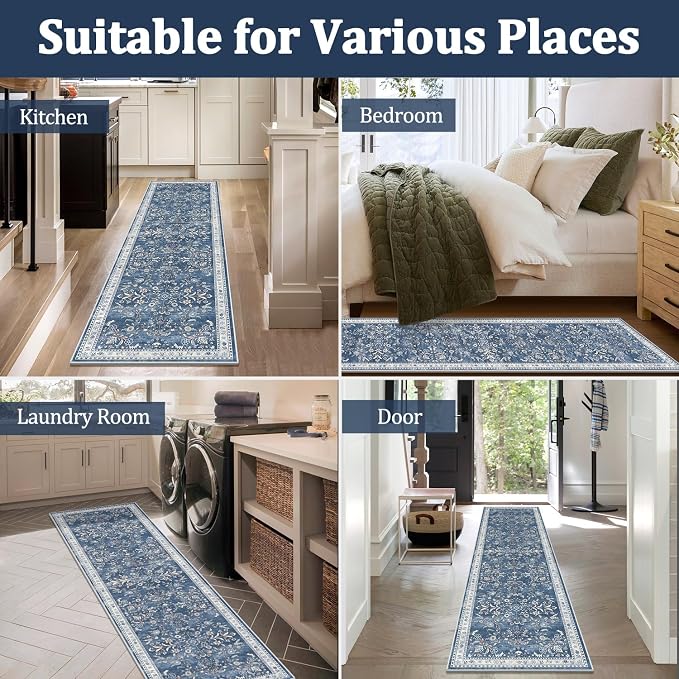 Yamaziot 2x5 Washable Hallway Runner Rug Non Slip Floral Carpet, Stain Resistant - Image 7