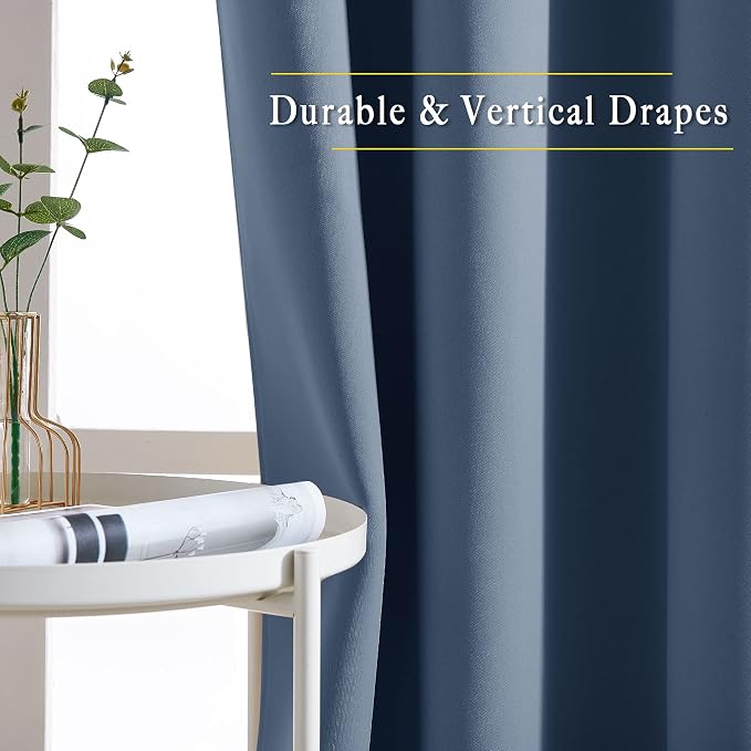 NICETOWN Stone Blue Blackout Curtains 102 inch Length, Grommet Energy Saving - Image 5