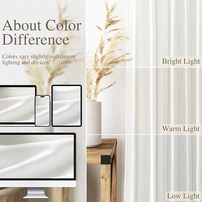 Ivory Linen Curtains 95 Inch Length - Image 4