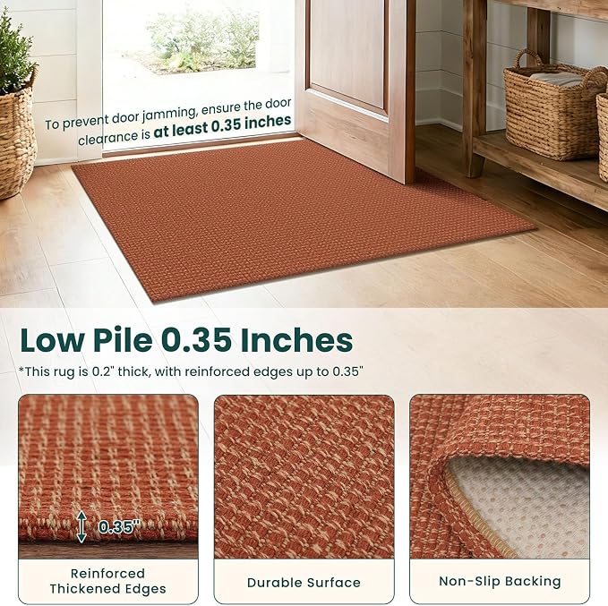 KOZYFLY Orange Runners for Hallway 2.5'x8', Washable Runner Rug, Woven Non Slip - Image 4