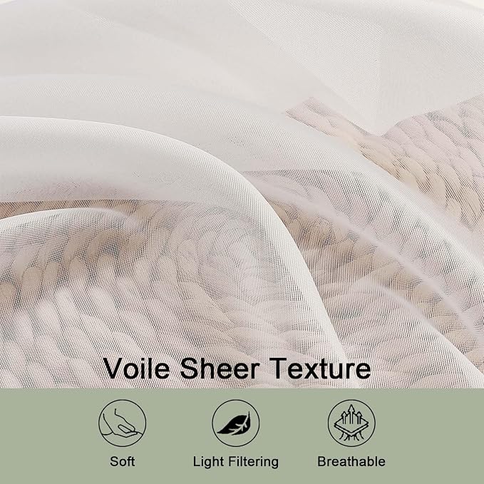 Extra Long Ivory Sheer Curtains 144 inch 2 Panels Set, Translucent Backdrop - Image 5