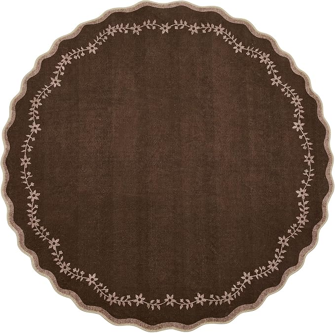 GarveeHome Large Round Rug 8ft Scalloped Washable Circle Living Room Rug | Soft by GarveeHome