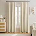 Extra Long Large Viral Pinch Pleat Cream Beige Curtains 132 Inch Long by KEQIAOSUOCAI