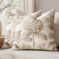 Set of 2 Decorative Floral Pillow Covers 16x16 Inch Light Brown | Neutral by SWANCOCO
