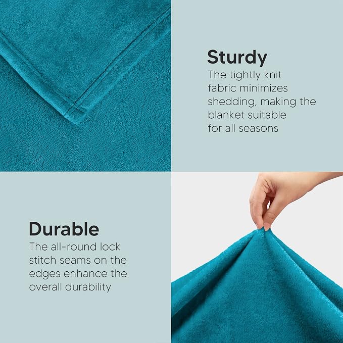 Utopia Bedding Soft Fleece Bed Blanket Queen Size Turquoise | Microfiber Plush - Image 5