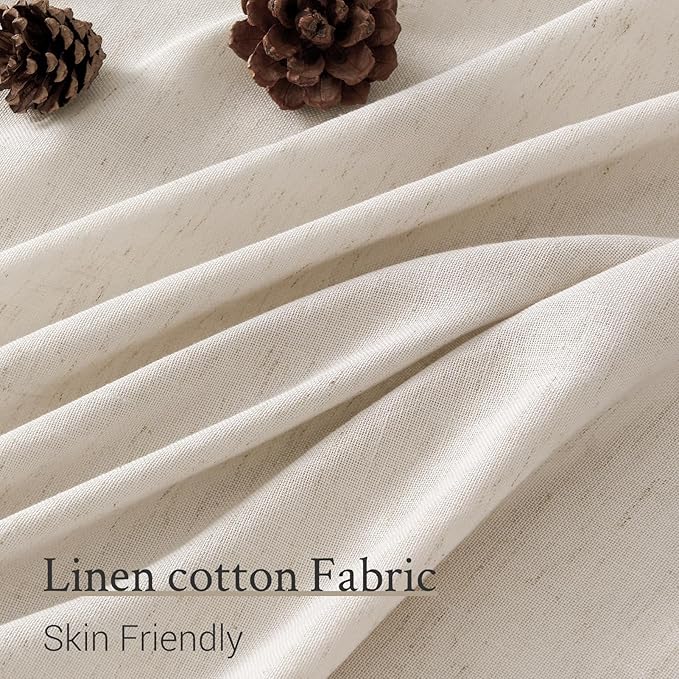 Topfinel 108 Inch Pinch Pleated Linen Curtains 1 Panels, Oatmeal Semi Sheer - Image 3
