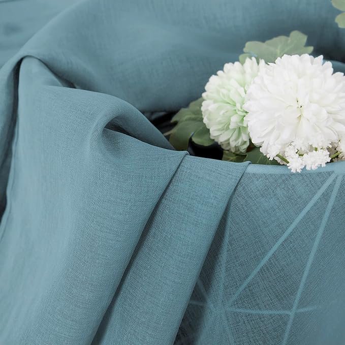 Tollpiz Short Sheer Curtains Living Room Linen Textured Curtain Sheers Light - Image 6