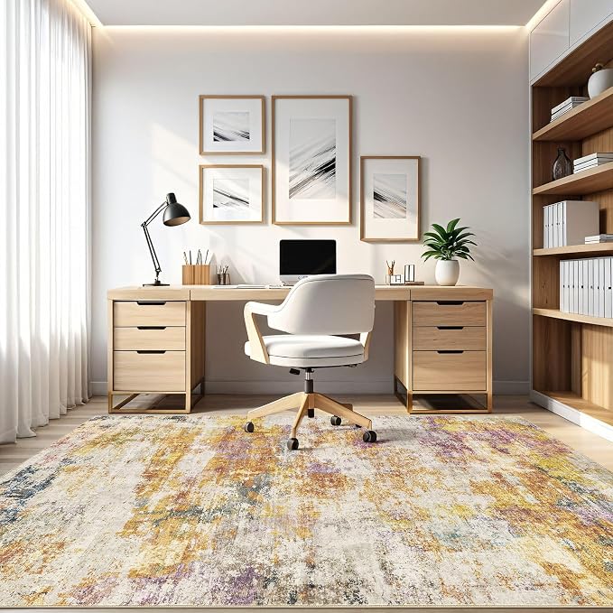 LOONGRUG 5x8 Area Rug Washable Neutral Modern Living Room Rugs Colorful | - Image 8