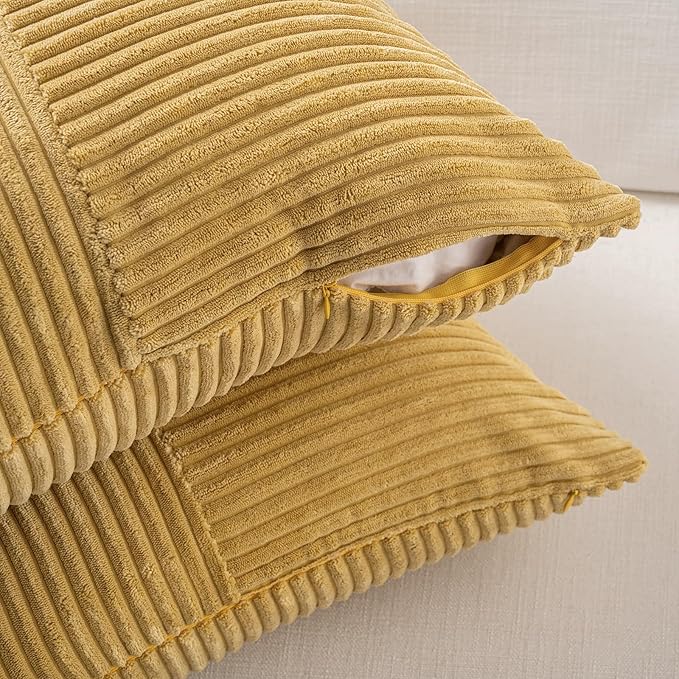 Fancy Homi 2 Packs Mustard Yellow Lumbar Decorative Throw Pillow Covers 16x28 - Image 4