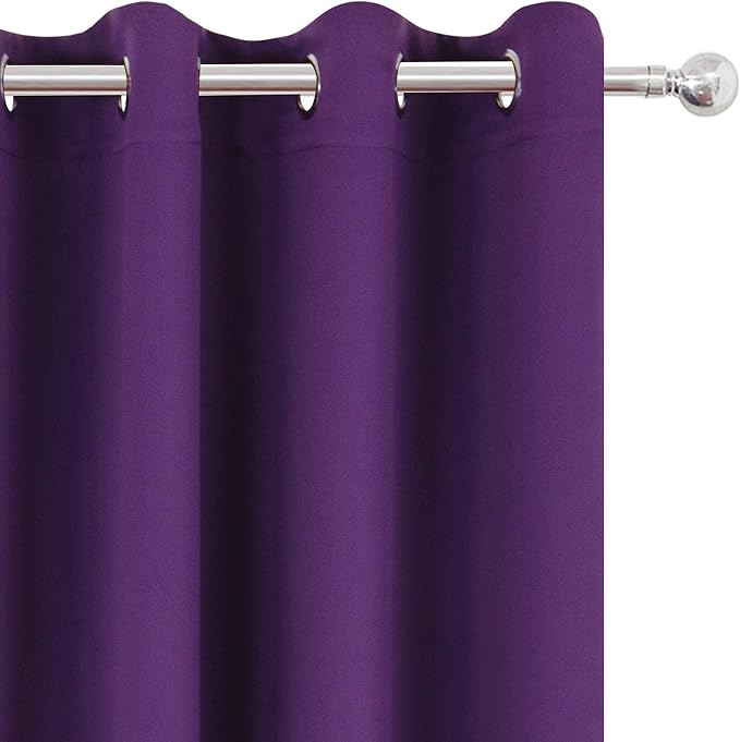 Purple Blackout Curtains 66 x 63 Inch Length/Set of 2 Curtain Panels/Thermal - Image 7