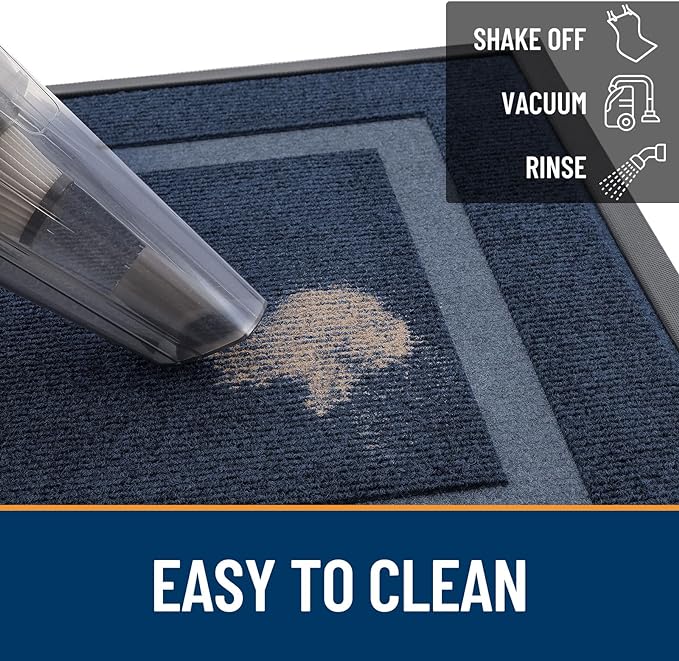 OLANLY Front Door Mat Outside 33x21, All-Season Heavy-Duty Rubber Doormat | Blue - Image 6