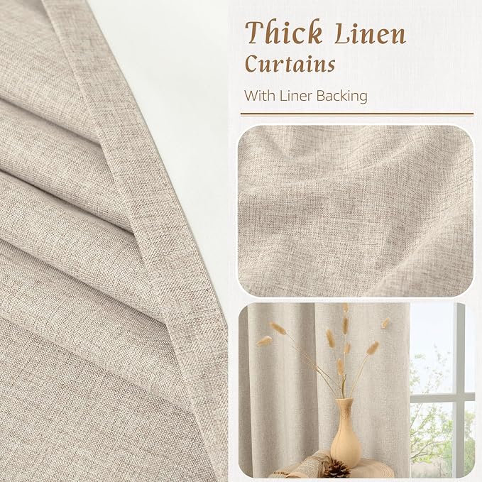 100% Blackout Oatmeal Linen Curtains - Image 8