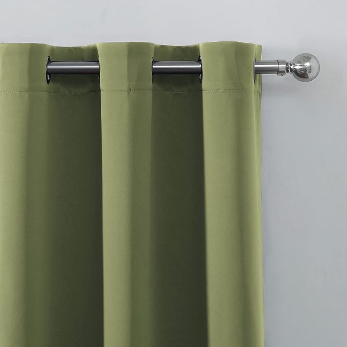 Olive Blackout Curtains/52 x 95 Inch/Set of 2 Panels Thermal Insulated Room - Image 7