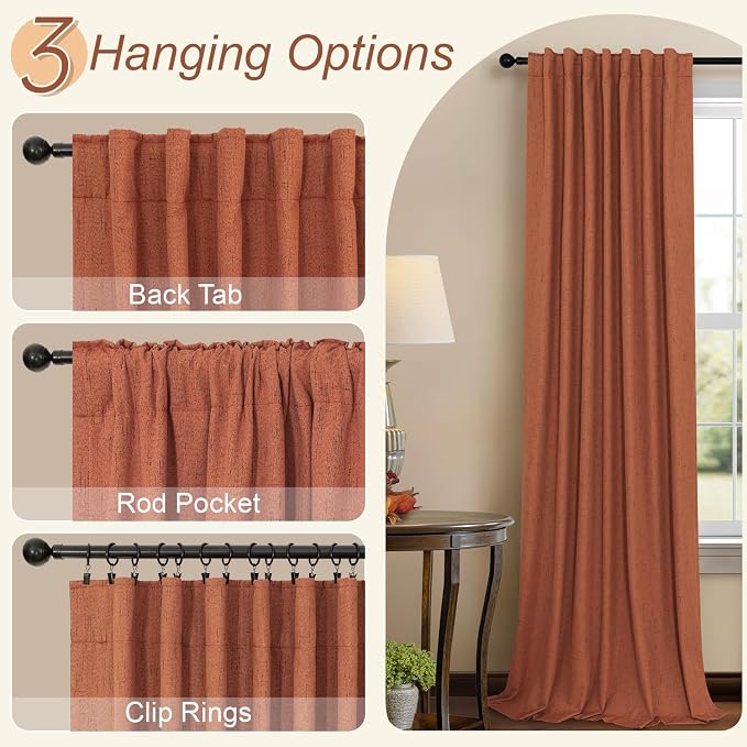 Terracotta Black Out Curtains 72 Inch Long Western Blackout Window Curtain & - Image 6