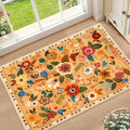 RELEANY Floral Washable 2x3 Area Rugs Doormat Yellow/Orange/Red | Flower Carpet by RELEANY