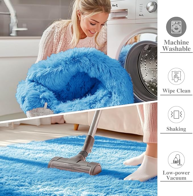 OLANLY 3x5 Machine Washable Small Bedside Rug, Soft Fluffy Shaggy Rugs - Image 2