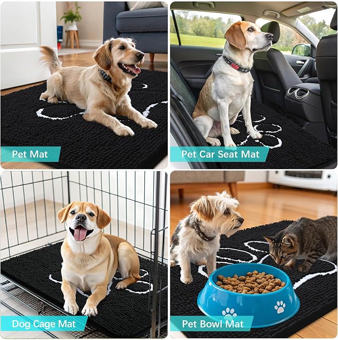 OLANLY Dog Door Mat for Muddy Paws 32x20, Paw Print Design Chenille Mud Mat | - Image 7