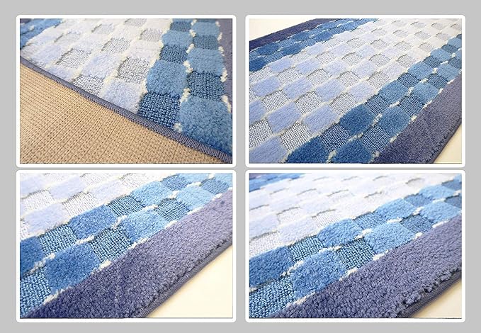 10 Ft Blue Hallway Runner Rug, Custom Size Non Slip Washable, Pet Friendly | - Image 5
