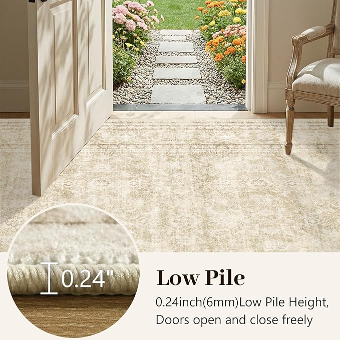 5x7 Ft Area Rugs for Living Room, Soft Non-Slip Machine Washable Rug, Vintage - Image 8