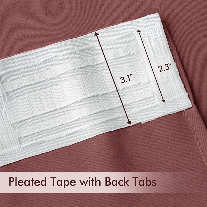 MIULEE Dusty Rose Back Tab Blackout Curtains 52x120 Inch Long 2 Panels Set | - Image 4