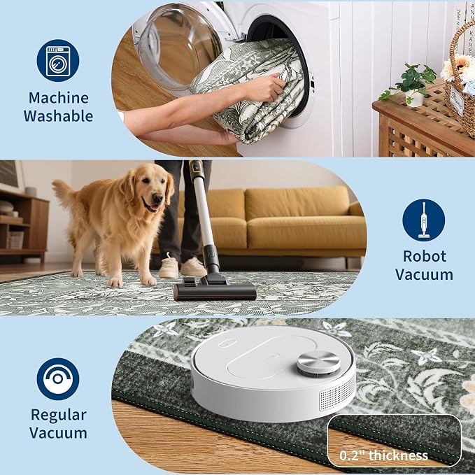 GarveeHome Provence Fog 3x5 Rug Washable Non-Slip Low-Pile Indoor Rugs - Image 5