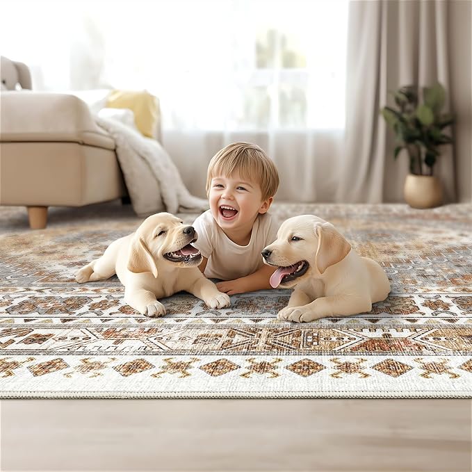 4x6 Area Rugs for Living Room Non Slip Rugs for Bedroom, Low Pile Soft Washable - Image 9