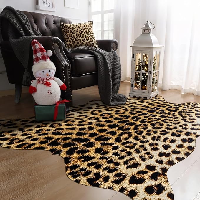 Western Faux Leopard Rug, Animal Print Cheetah Rugs, 4.6 x 5.2 Ft | Premium - Image 7