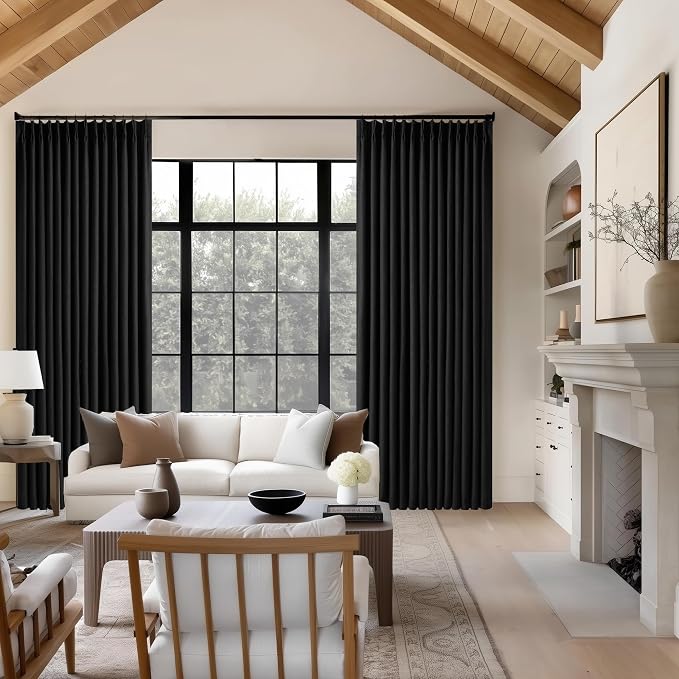 Black Linen 100% Black Out 120 Inch Curtains - Image 7