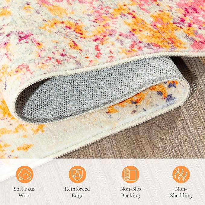 Rugflix 10x12 Area Rugs for Living Room, Washable Colorful Large Rug | Machine - Image 8