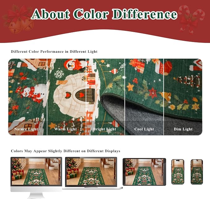 Christmas 3x4 Entryway Area Rugs: Winter Soft Rug - Image 5