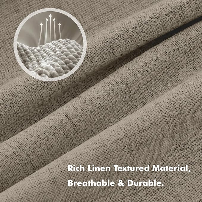 MIULEE 100% Blackout Linen Curtains 42 x 84 Inch Faux Linen 2 Panels | Thermal - Image 3