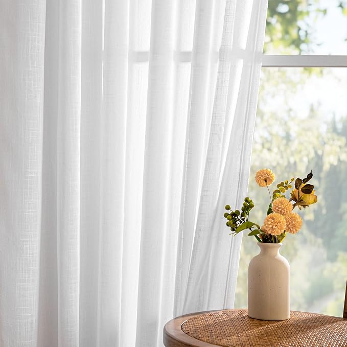 MYSKY HOME White Curtains 80 Inch Length 2 Panels Set - Image 9