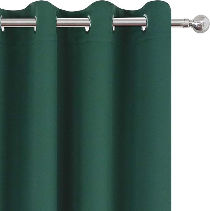 Dark Green Blackout Curtains/52 x 84 Inch Long/Set of 2 Curtain Panels/Thermal - Image 7