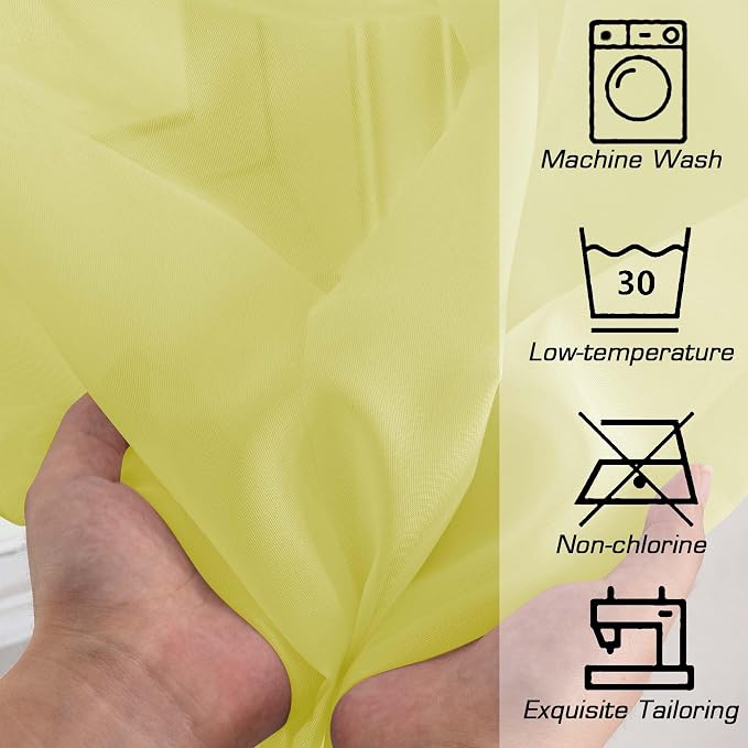 Short Lemon Sheer Curtains 36 Inch Length 2 Panels Set, Kitchen Tiers Curtains - Image 5