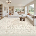 10x12 Area Rugs Living Room: Bedroom Washable Carpet Beige White | Vintage Boho by Luxturiy