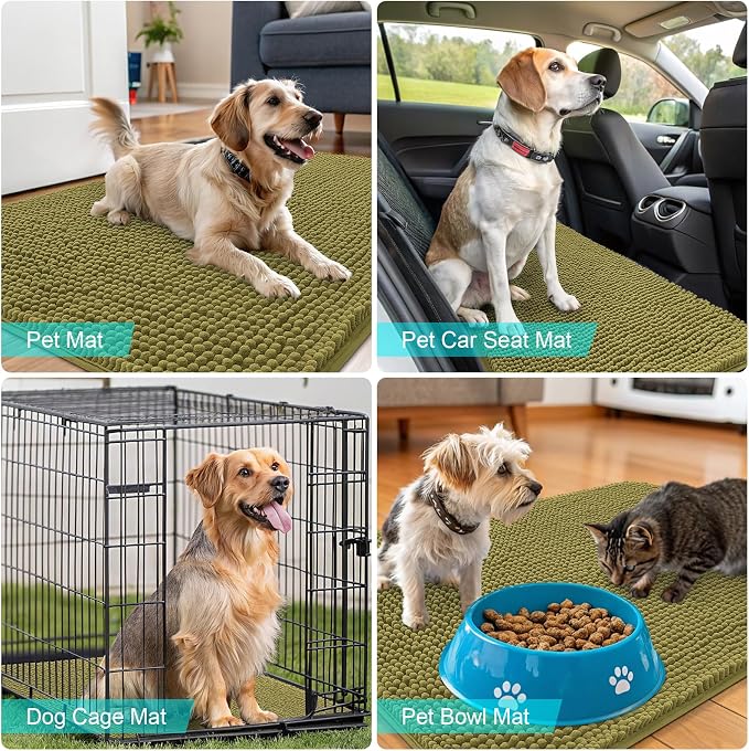 OLANLY Dog Door Mat for Muddy Paws 59x20, Super Absorbent Chenille Mud Mat | - Image 7