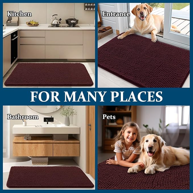 OLANLY Dog Door Mat for Muddy Paws 59x20, Super Absorbent Chenille Mud Mat | - Image 8