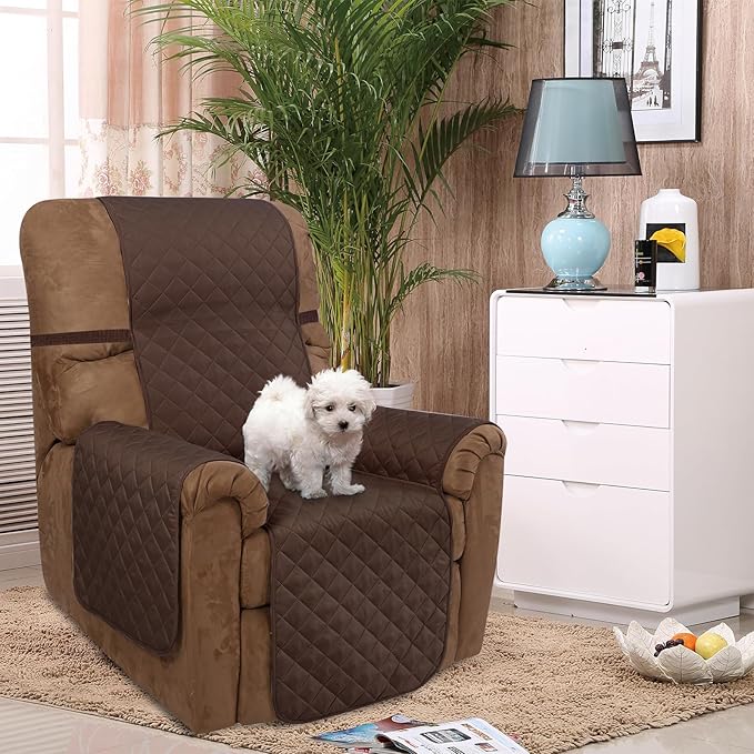 U-NICE HOME Reversible Recliner Chair Covers, Chocolate/Taupe | 28''Recliner - Image 2