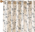 Black Vintage Floral Linen Curtains Farmhouse 50W X 96L 2 Panels | Elisa Series by Lazzzy