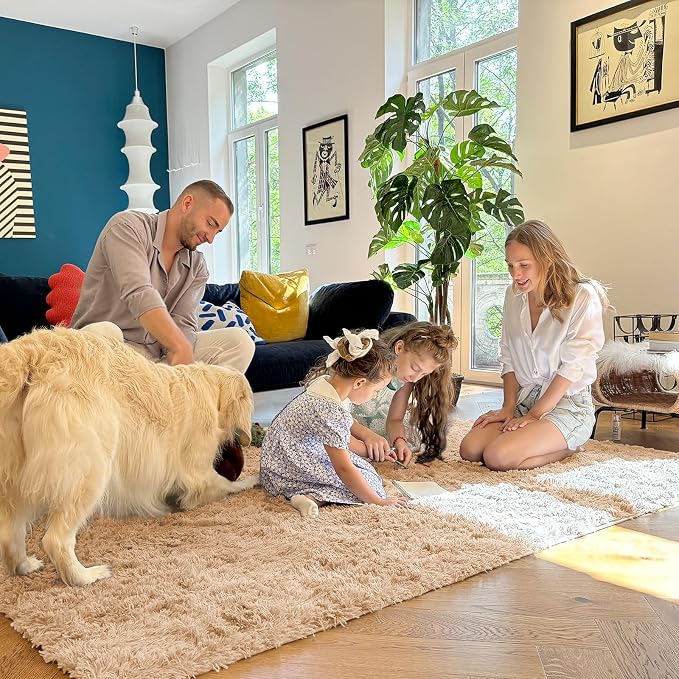 OLANLY 4x5 Machine Washable Accent Rug, Soft Fluffy Shaggy Area Rug - Image 7