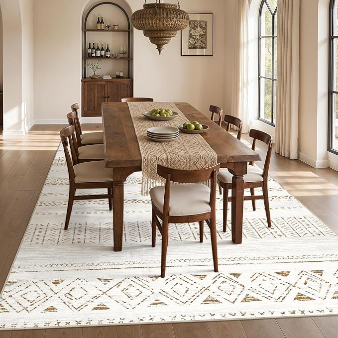 cotiled 6x9 Area Rugs for Living Room: Boho Washable Rug for Dining Room | - Image 7